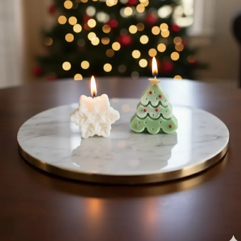 Kış Masalı – Çam Ağacı ve Kar Tanesi Mum Seti