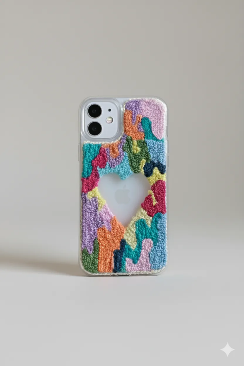 iPhone 12 Uyumlu Kalp Desen Punch Telefon Kılıfı