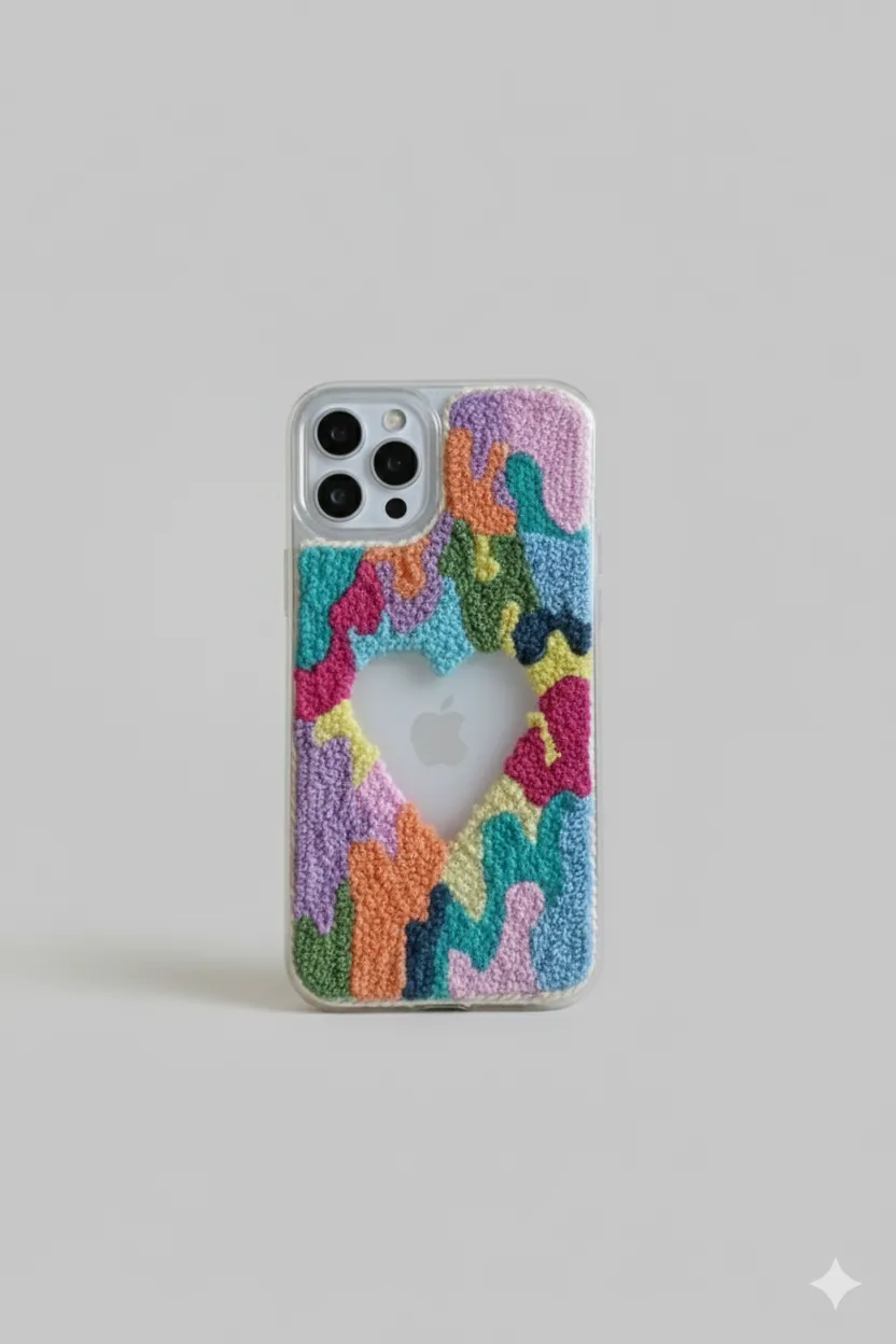 iPhone 16 Pro Max Uyumlu Kalp Desen Punch Telefon Kılıfı