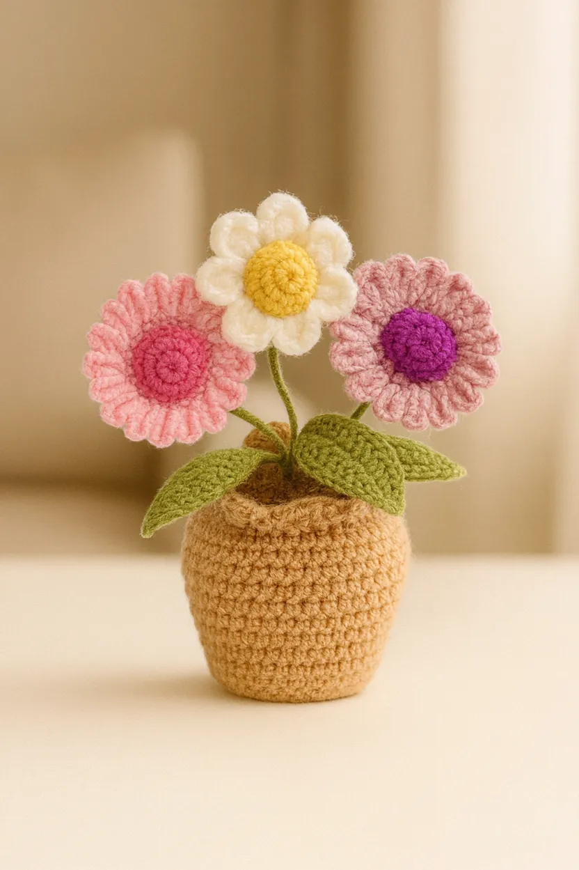 Multicolored Daisy Pot