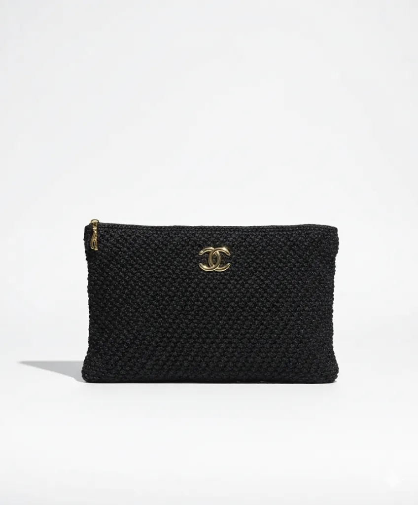 El Örgüsü Siyah Simli Clutch Çanta - Astarlı, Fermuarlı ve Geniş