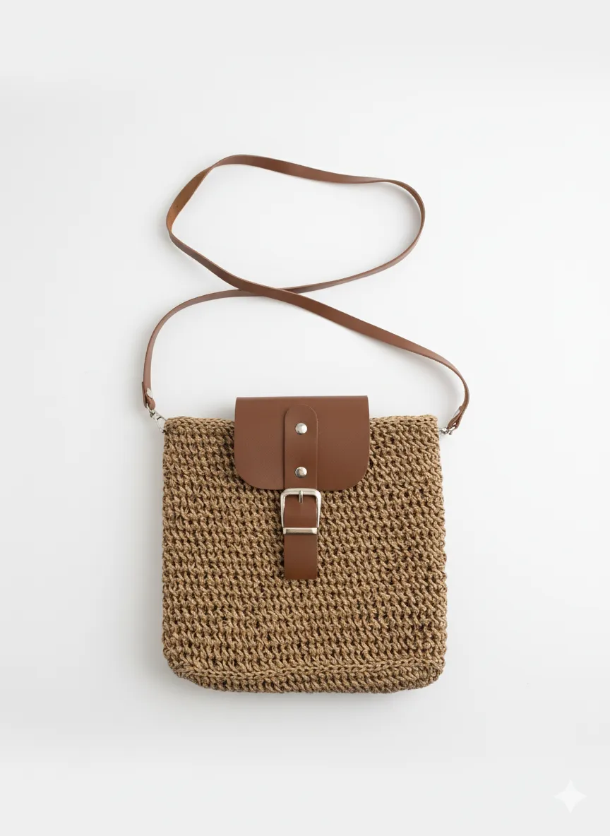 Hand Knitted Brown Shoulder Bag