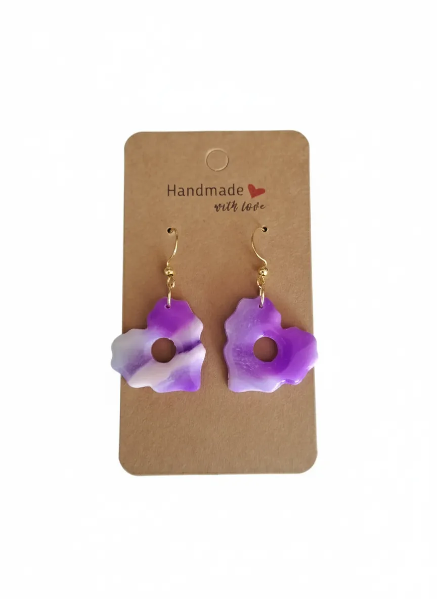 HEART MARBLE PATTERN PURPLE EARRING