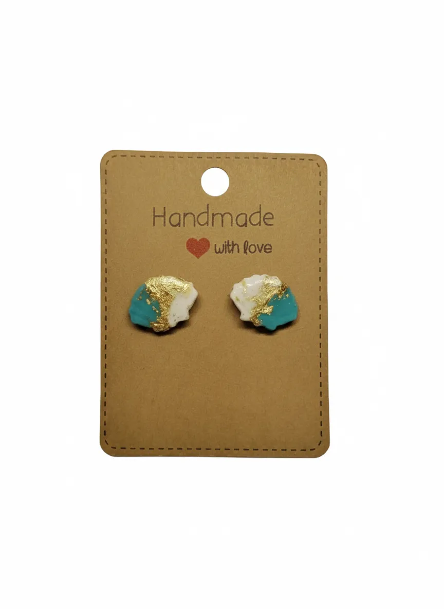 Altın Dokunuşlu Deniz Kabukları – El Yapımı Sanatsal Küpe