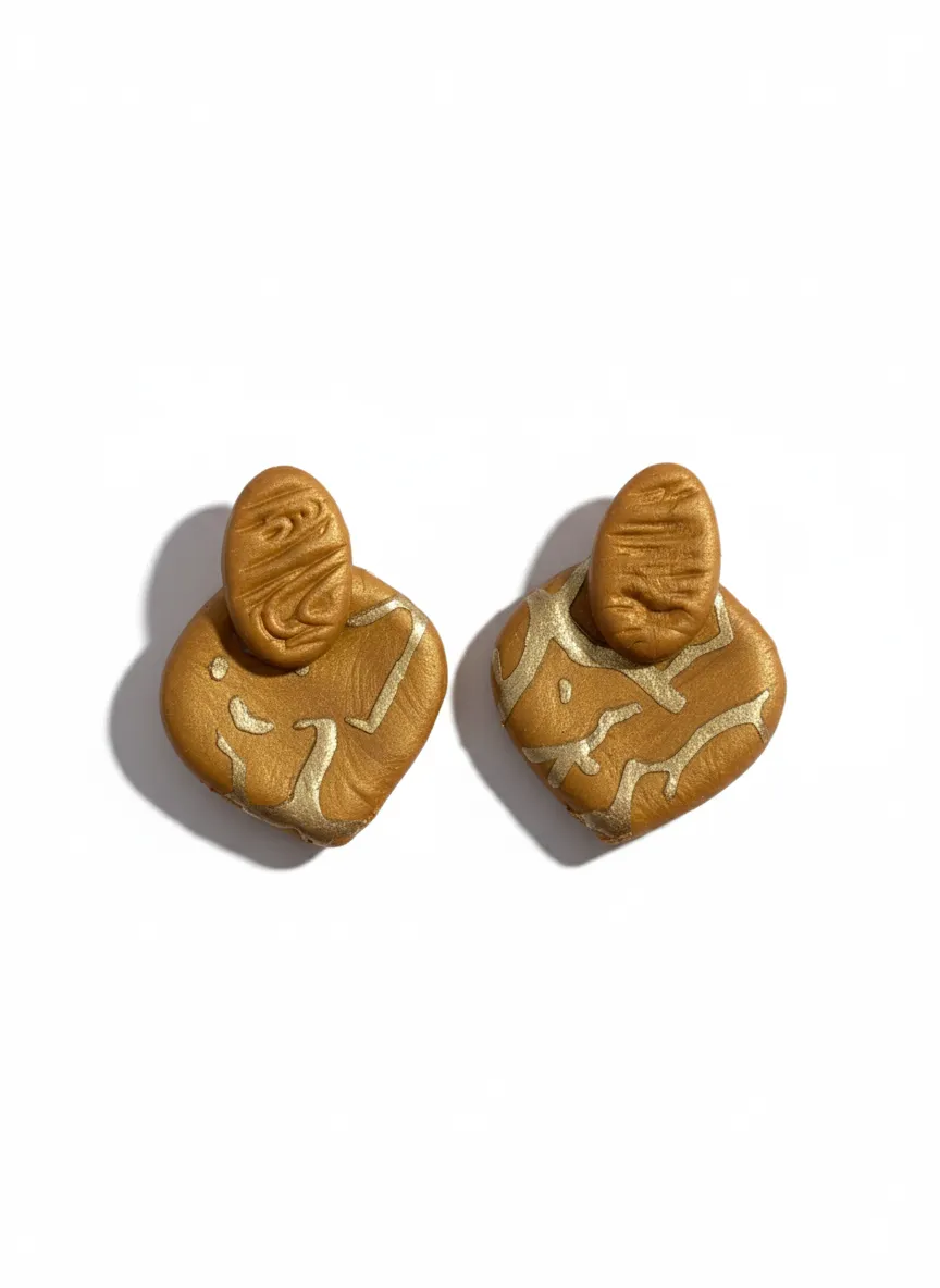 Handmade Brown Earrings with Gold Detail - Stylish and Elegant Design