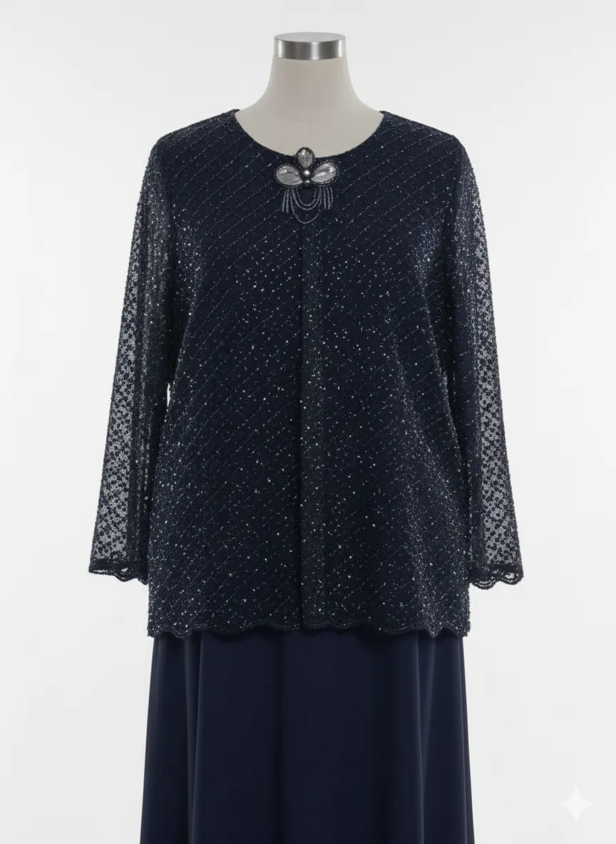 Lacivert Krep İpten Yapılma El Yapımı Lebise