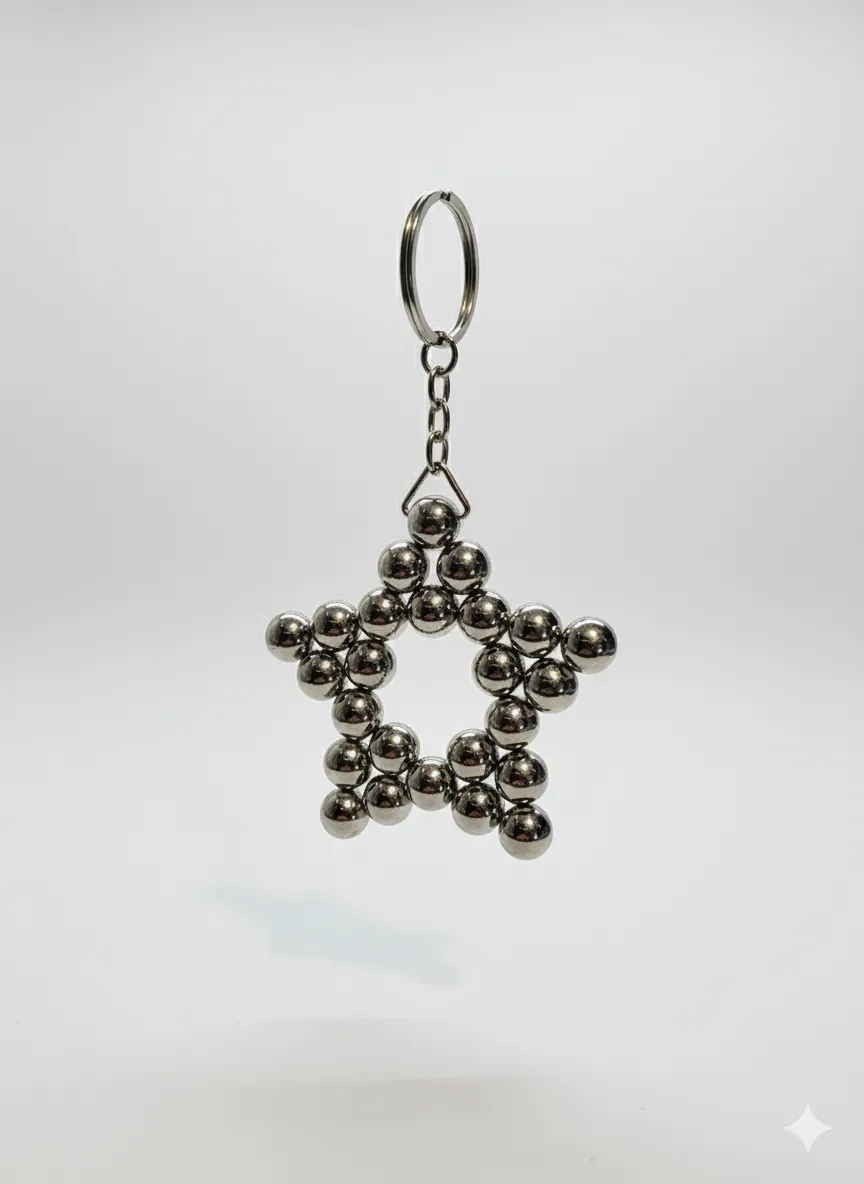 Metal Boncuklu Yıldız Anahtarlık 10 Adet