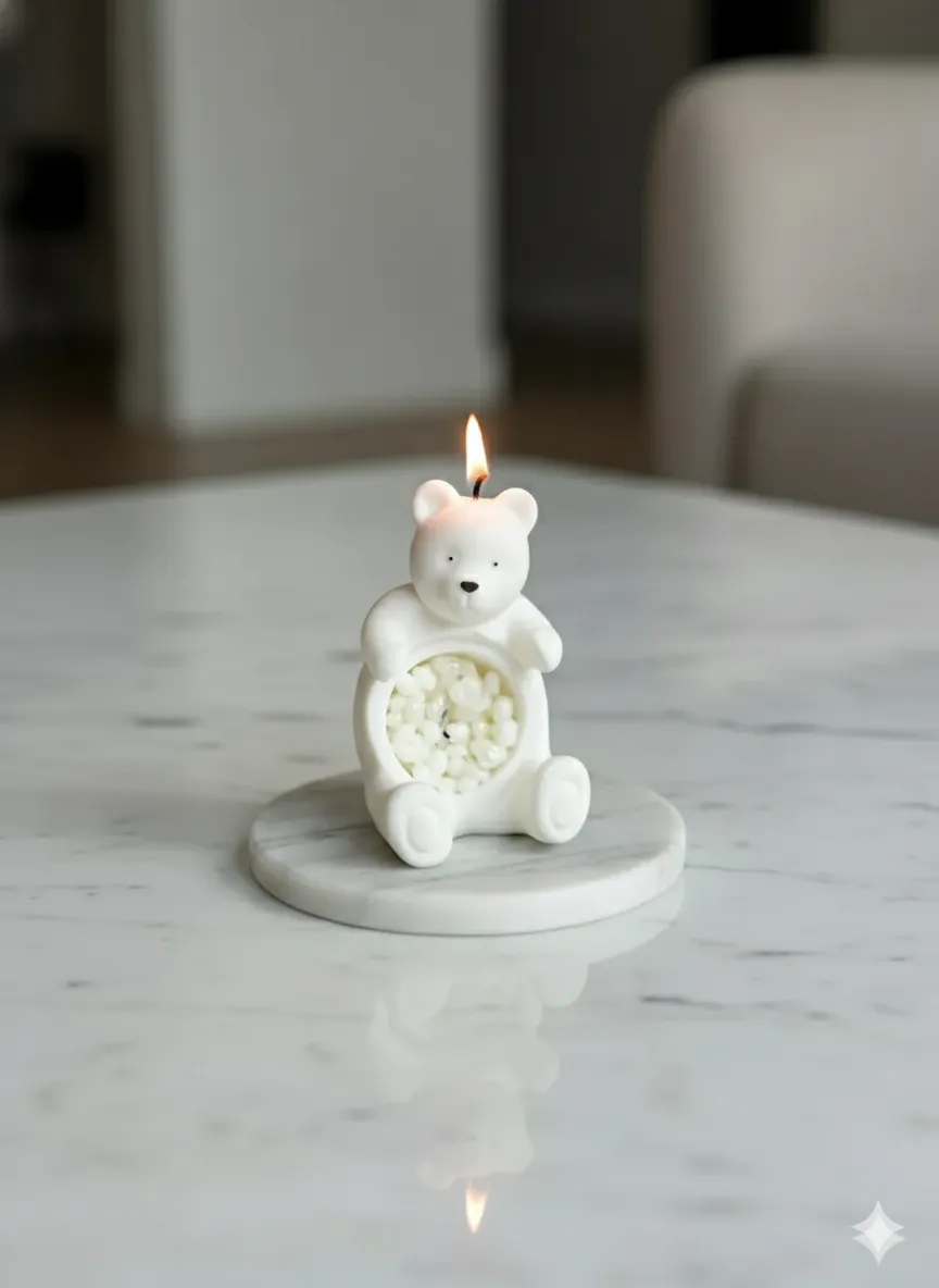 Ayıcık Mum ve İnci Kavanoz Mum Seti