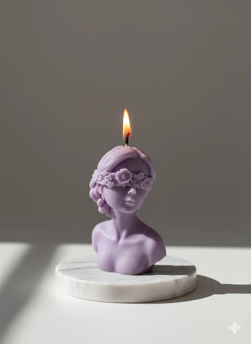 Lavanta Rengi Kadın Büst Mum – Dekoratif ve El Yapımı