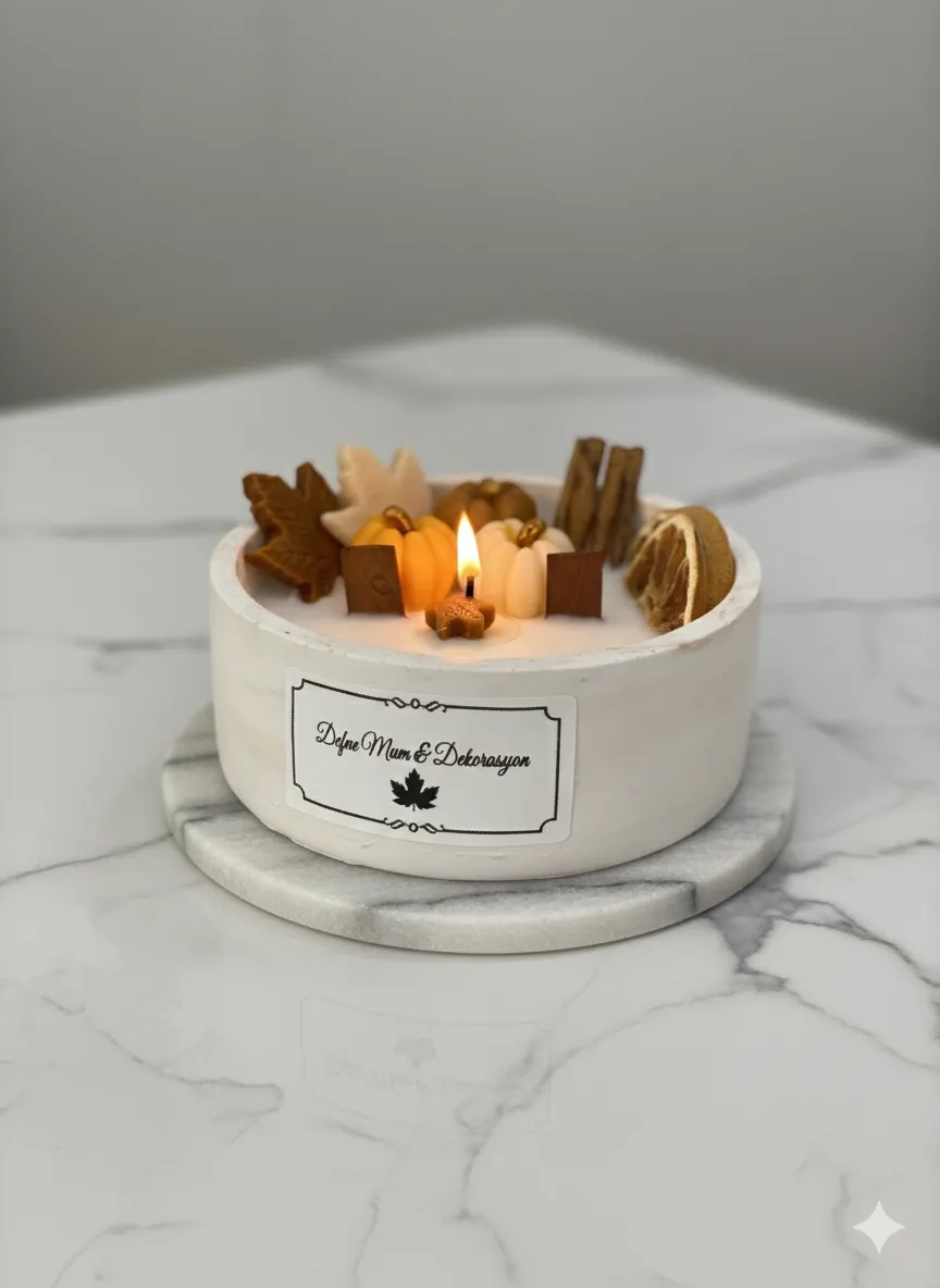 Sonbahar temalı dekoratif mum 🍁