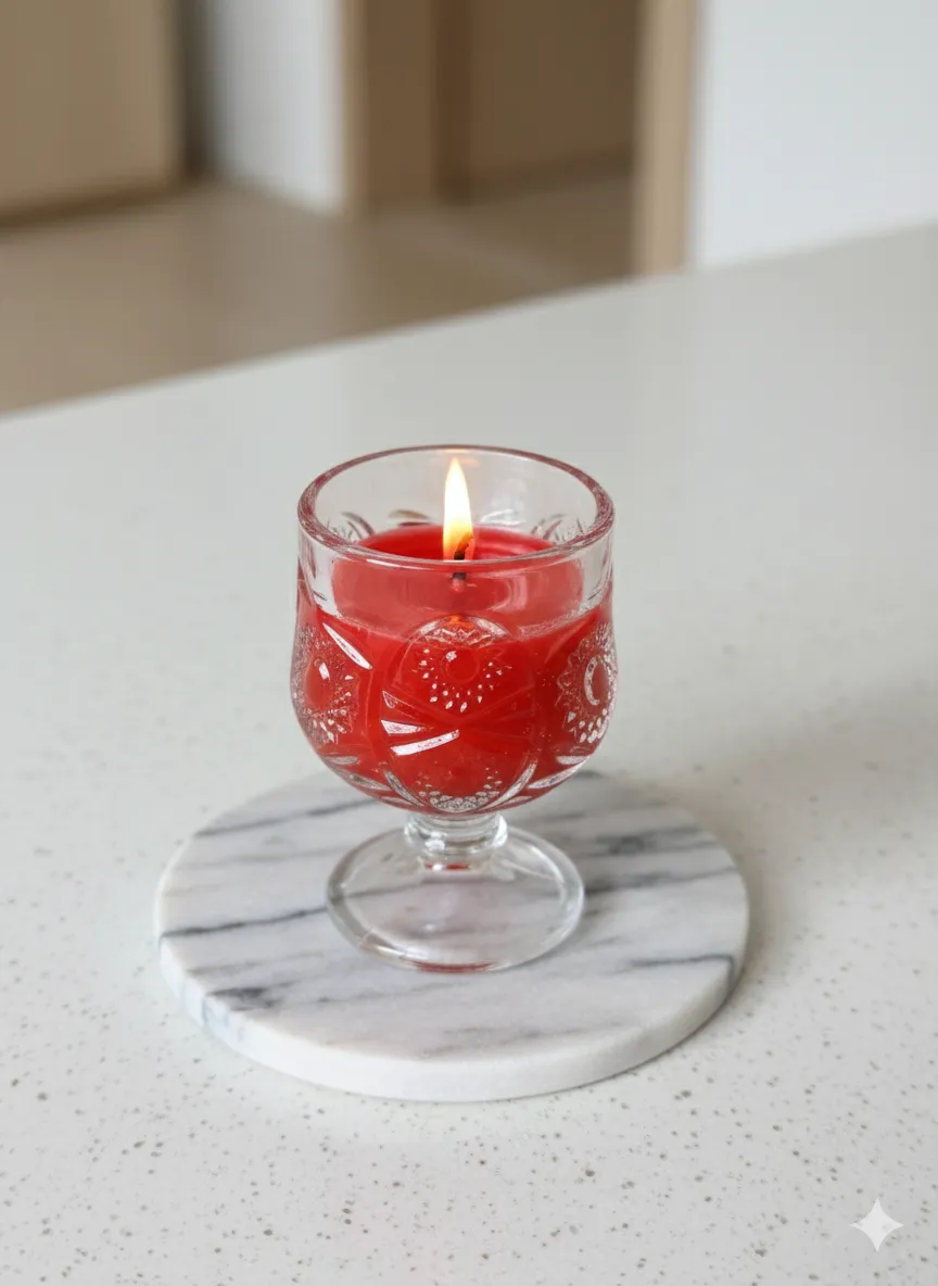 Kırmızı Kadeh Jel Mum