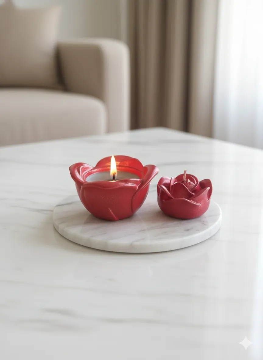 Taştozu Gül Şeklinde Kokulu Mum