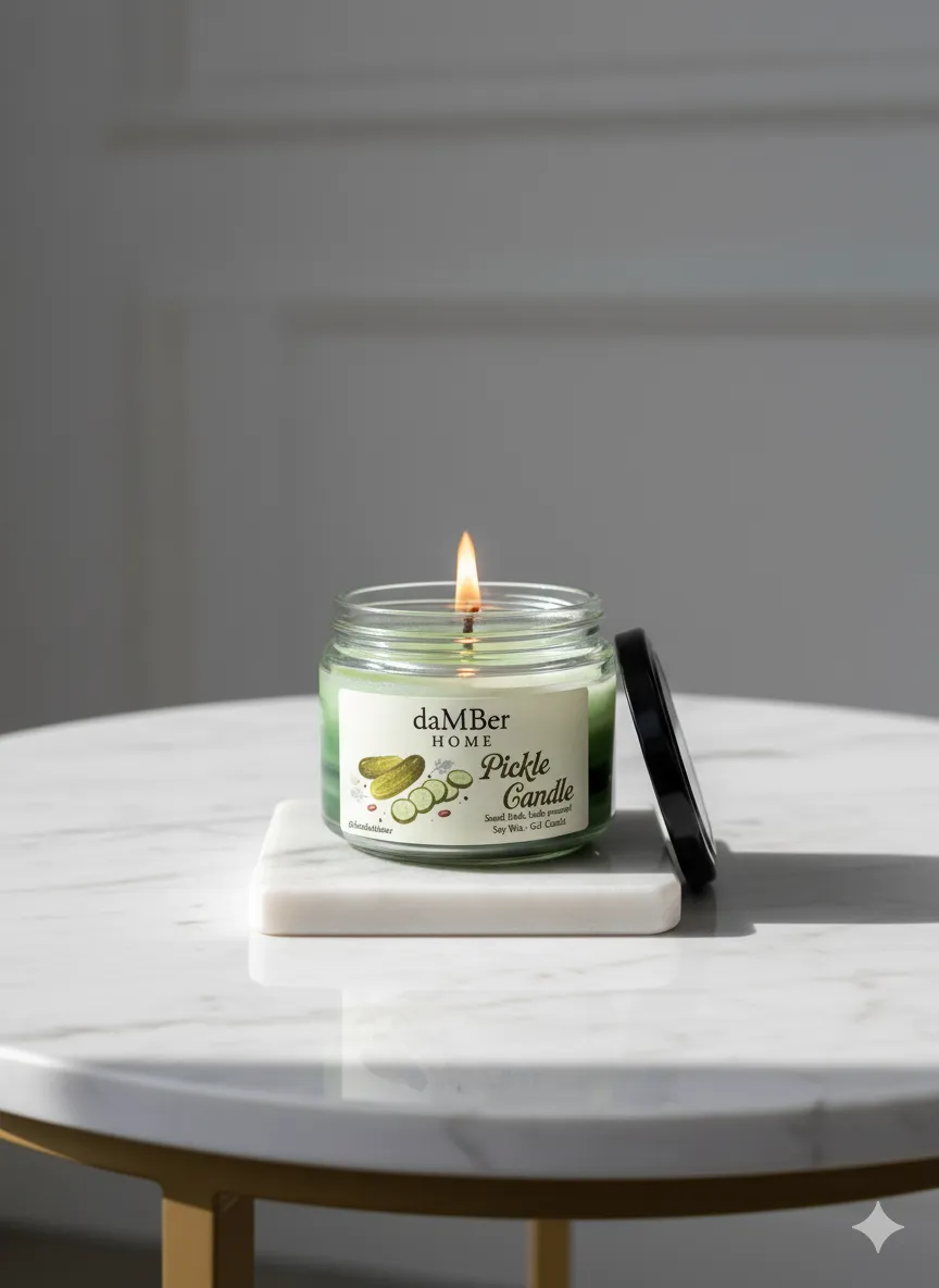 Pickle Kavanoz Mum - Soy Wax ve Gel Mum İçerikli Özel Tasarım