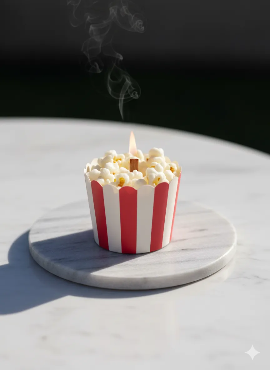 El Yapımı Popcorn Mum – Soya Wax ile Gerçek Mısır Patlağı Görünümlü Mum