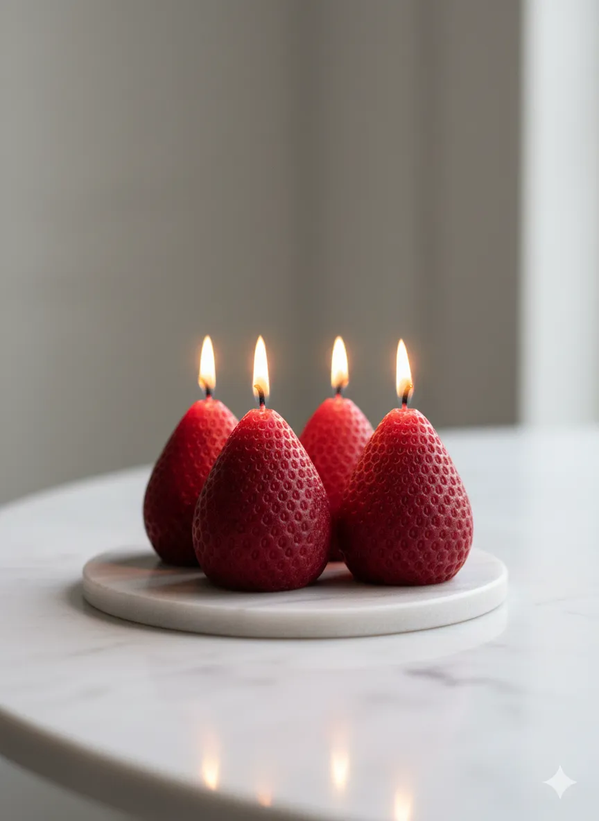 Dekoratif Çilek Mum