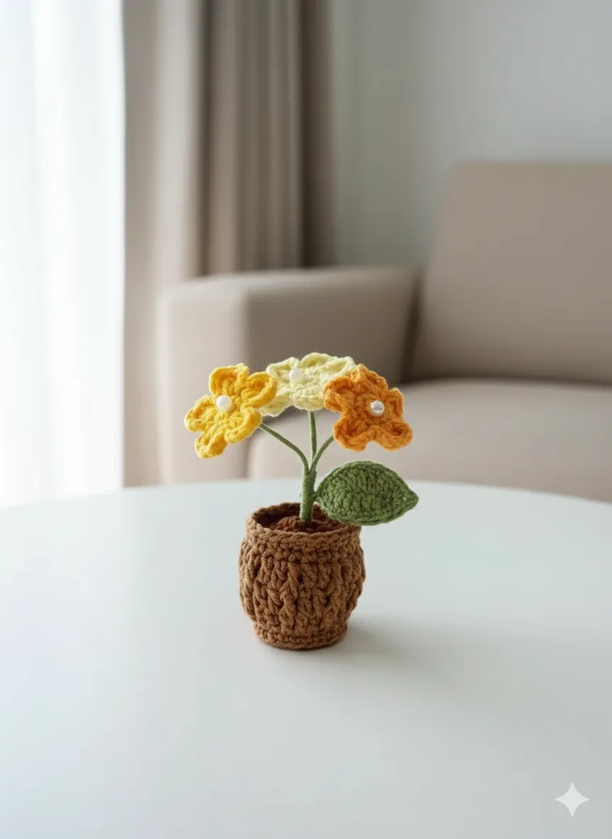 Sarı ve Turuncu Tonlarında Örme Kır Çiçekleri - Öğretmenler Günü