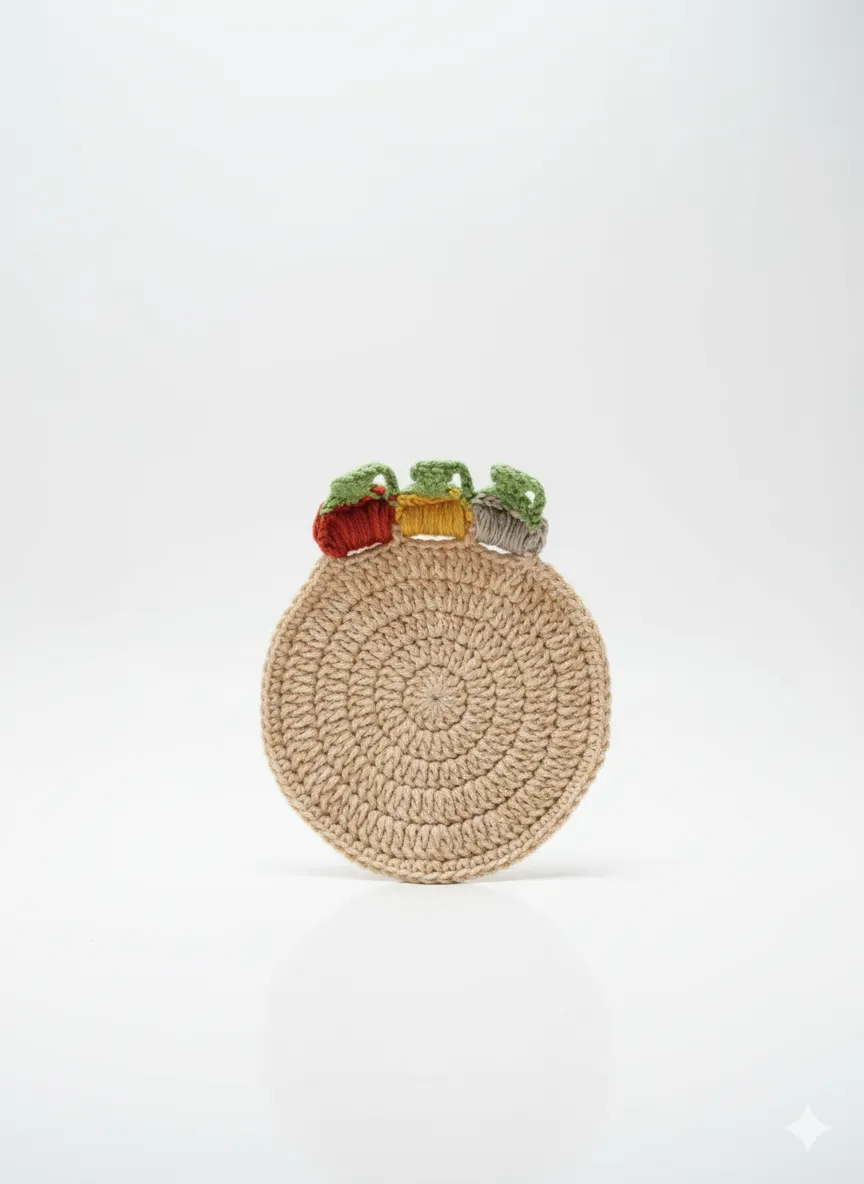 El Yapımı Amigurumi Yuvarlak Bardak Altlığı