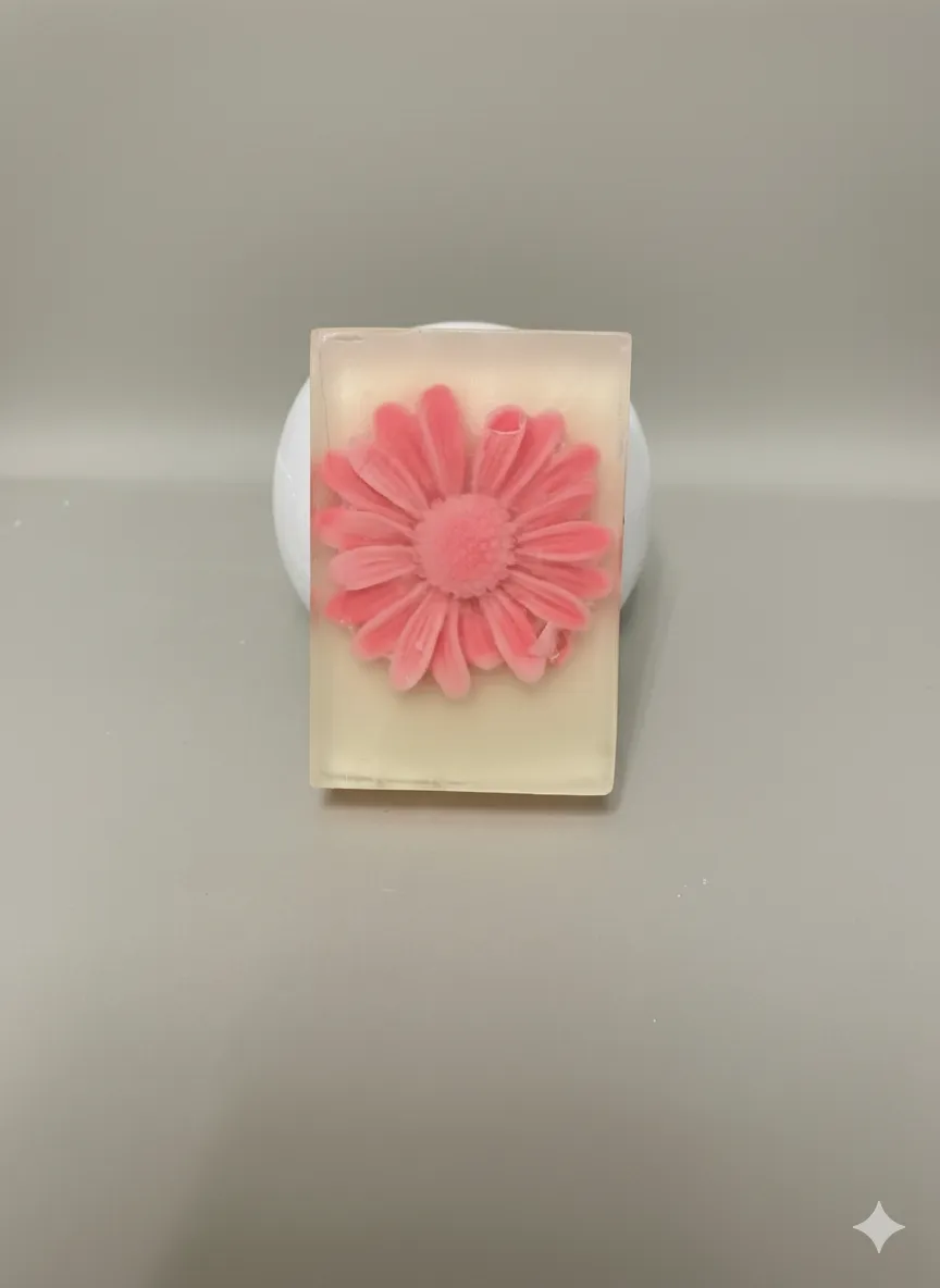 Pembe Çiçek Kabartmalı El Yapımı Sabun
