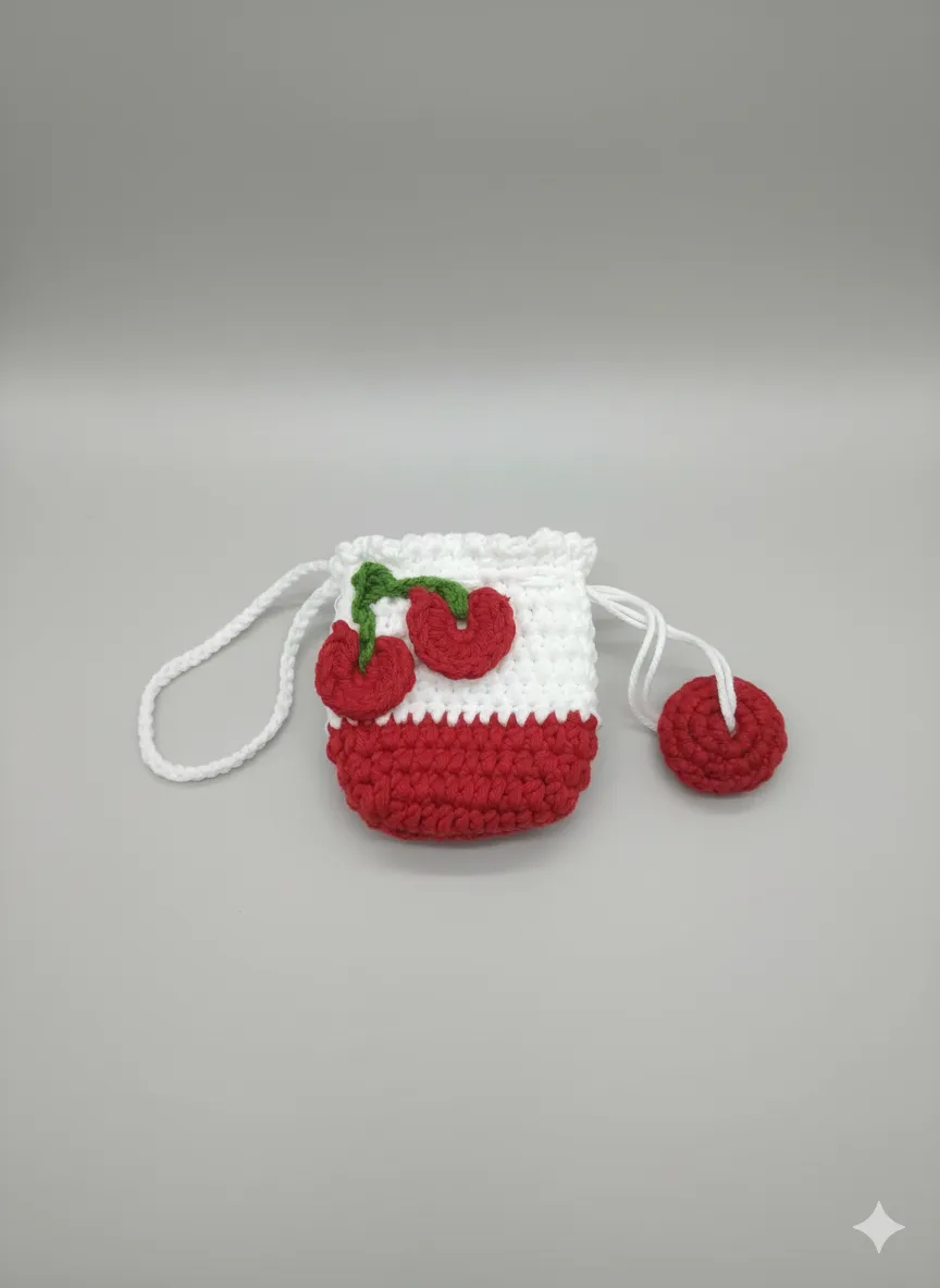 El Örgüsü Kiraz Detaylı Kulaklık Kılıfı