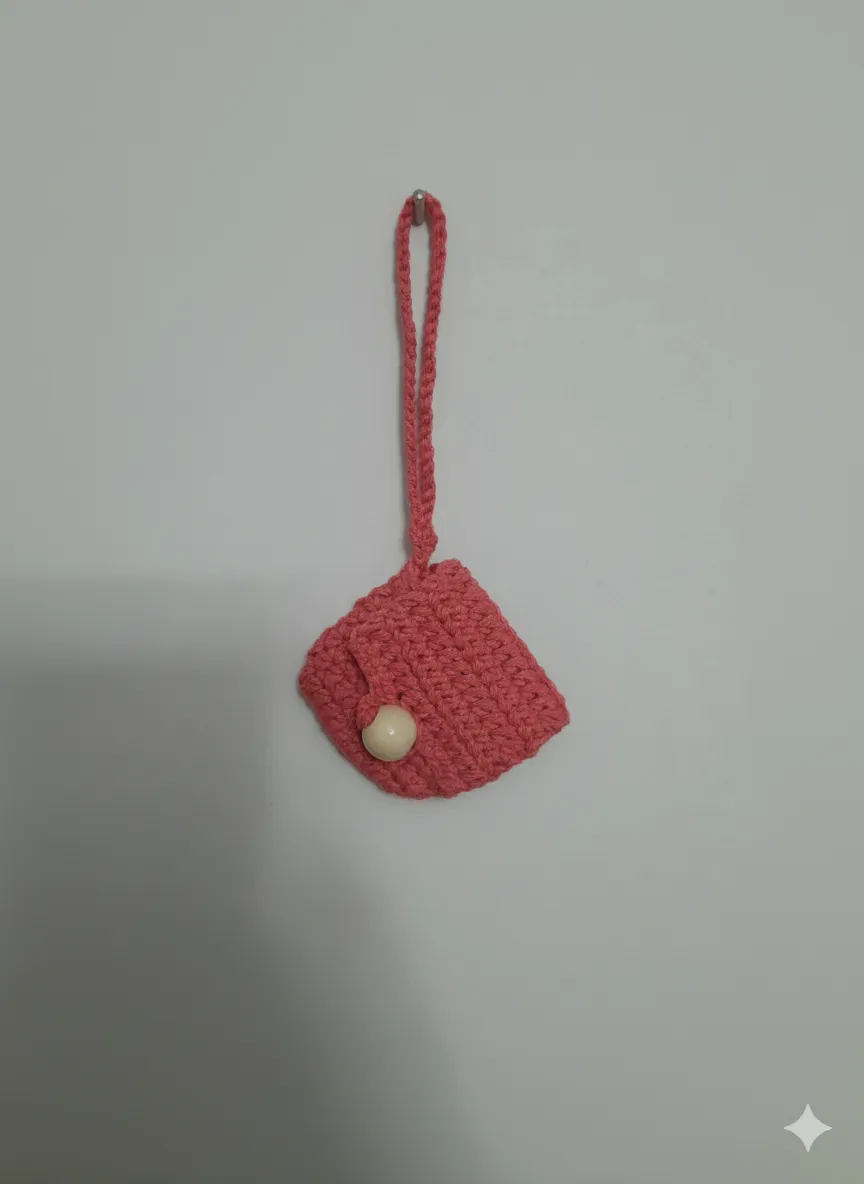 El Örgüsü Düğmeli Kulaklık Kılıfı