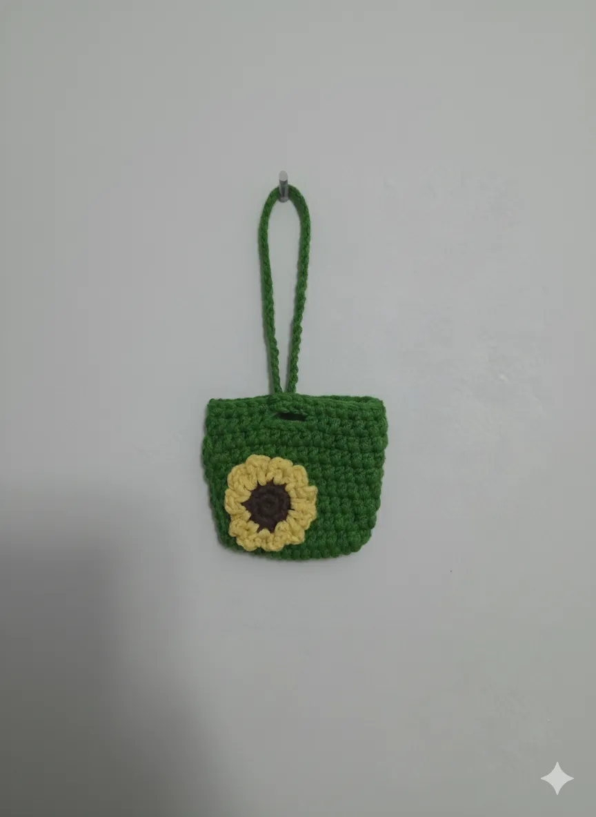 El Örgüsü Ayçiçeği Detaylı Kulaklık Kılıfı