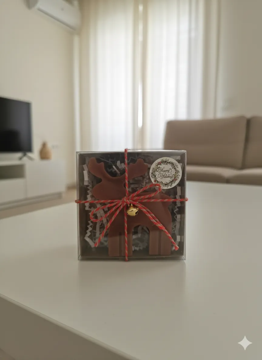 Kahverengi Geyik Şeklinde Kokulu Dekoratif Mum