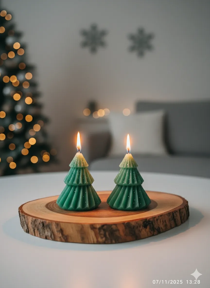 Doğal Soya Wax Çam Ağacı Mum – 2’li Set (Yaklaşık 5 × 10 cm)