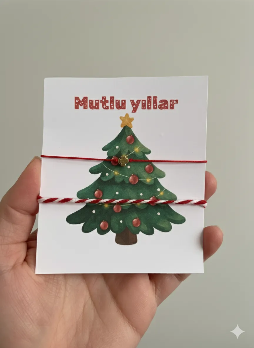 Yeni Yıl Çam Ağacı Şans Bilekliği – Özel Tasarım Hediyelik Bileklik