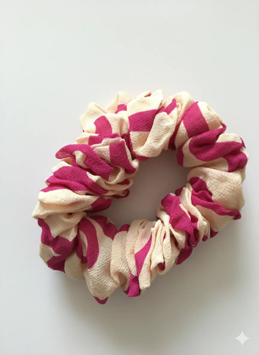 Pembe ve Yavruağzı Krep Kumaş Saç Tokası