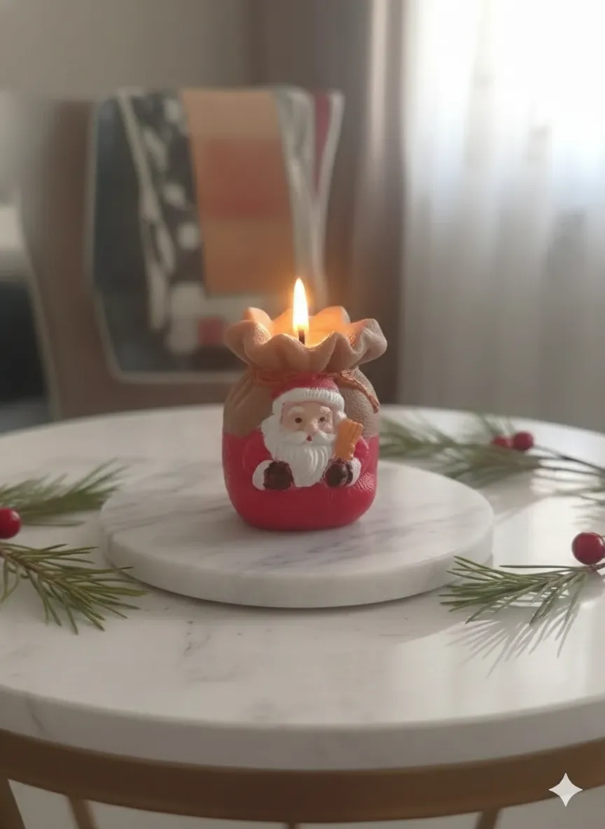 Yılbaşı Temalı El Yapımı Noel Baba Mum – Dekoratif ve Kokulu Yeni Yıl Hediyesi
