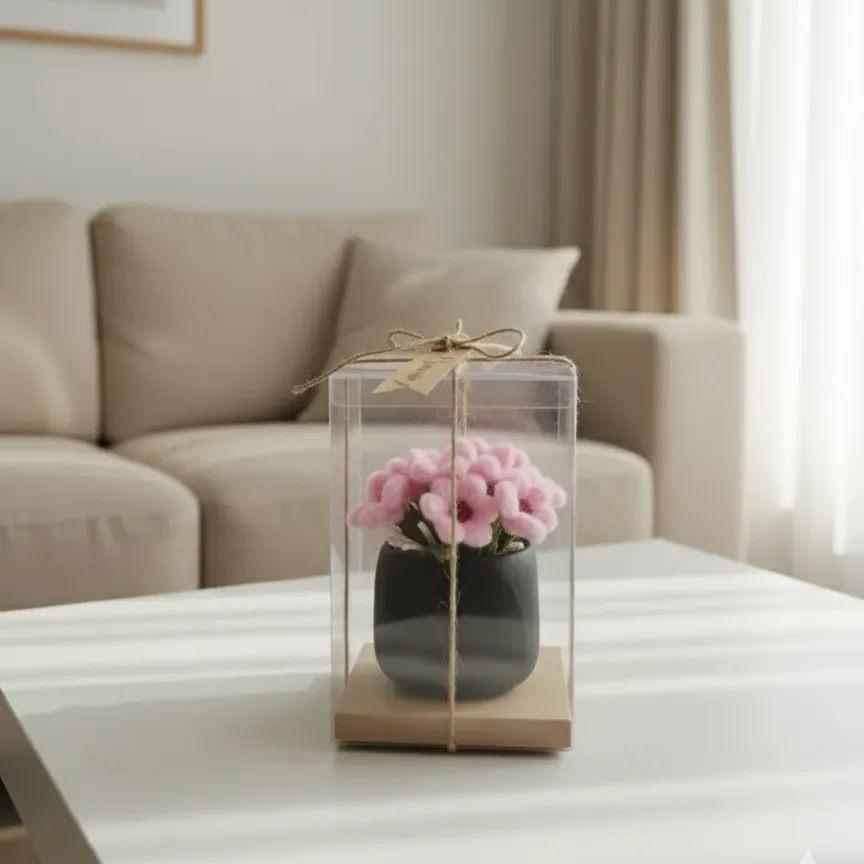 Pembe Keçe Çiçek Aranjmanı - Özel Kutulu Gönül Çiçeği Hediye