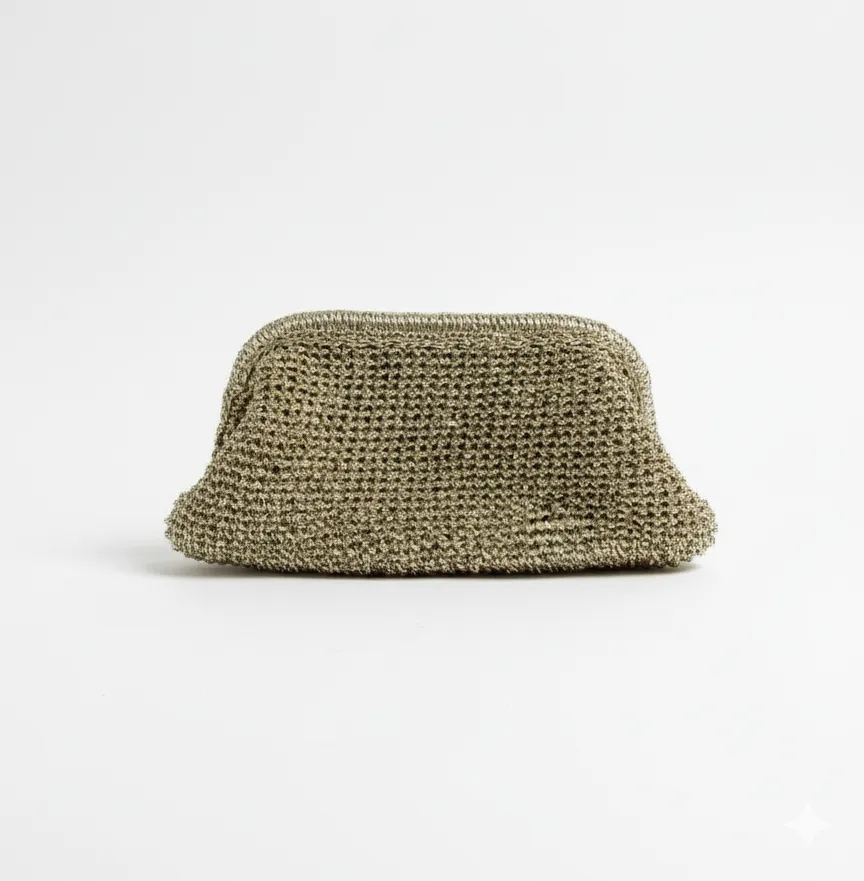 İris Simli Burslu El Çantası – El Yapımı Parlak Gece Çantası