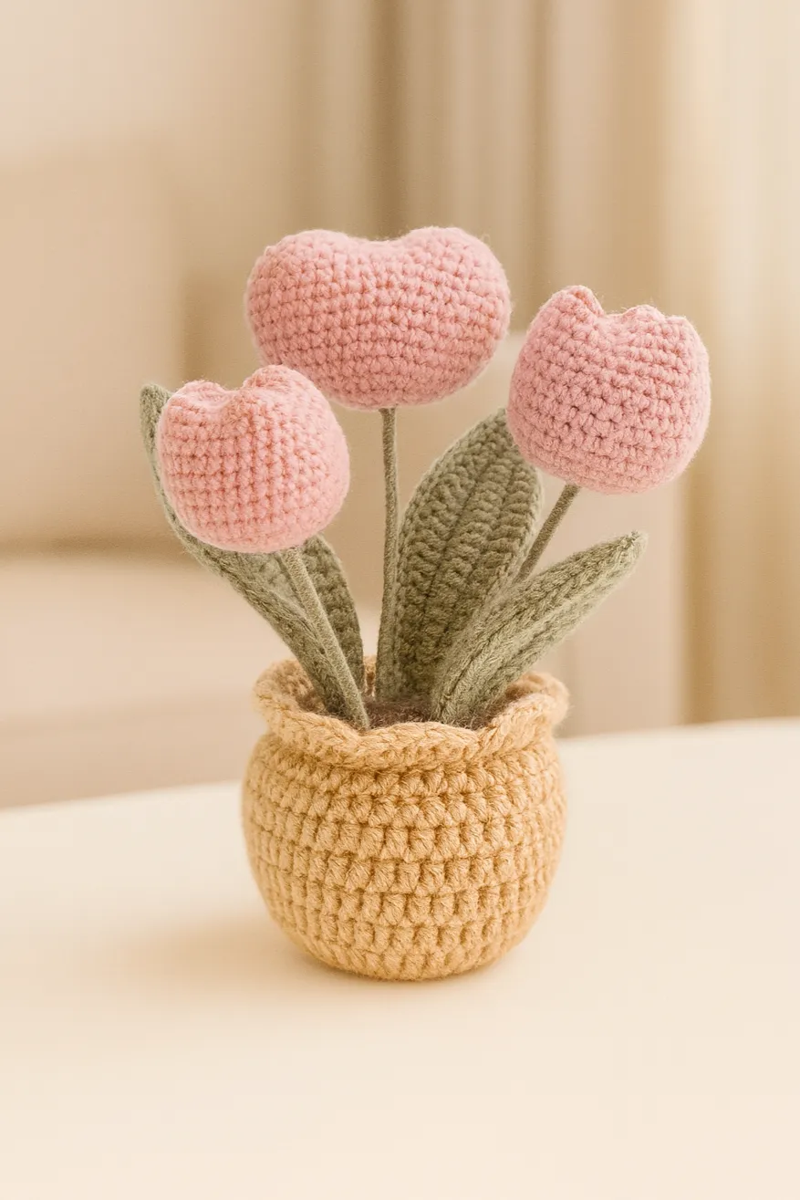Heart-Shaped Pink Daisy Pot