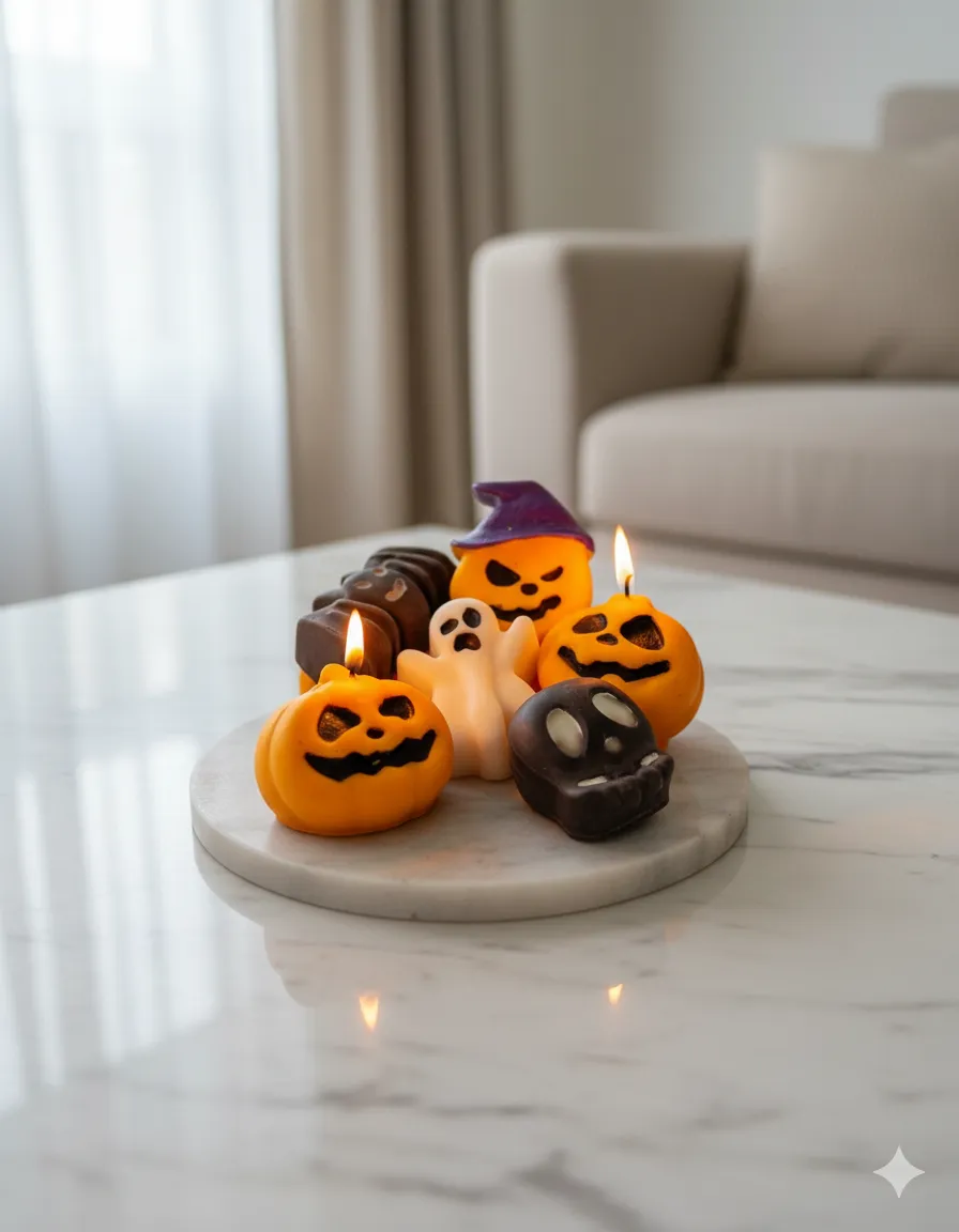 Halloween Temalı Buhurdanlık Mumu Seti - Soya Wax, Tarçın Vanilya