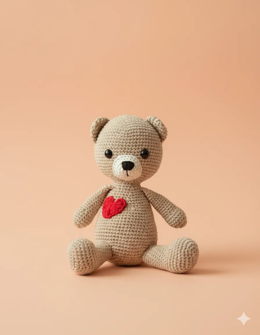 Amigurumi Kalp İşlemeli Ayıcık