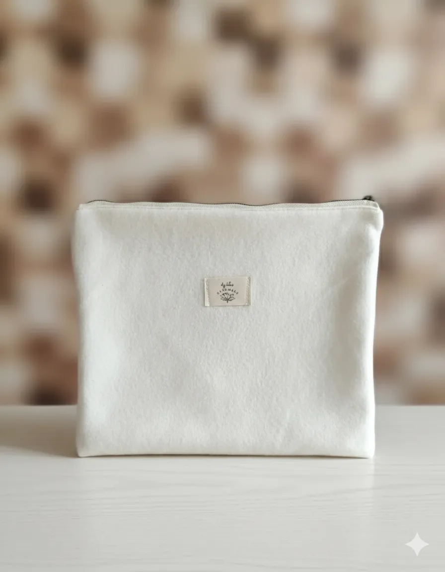 Kırık Beyaz Peluş Tablet ve Portföy Çantası