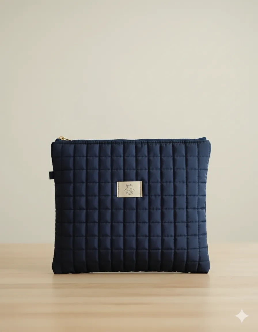 Lacivert Kapitone Su Geçirmez Tablet ve Portföy Çantası