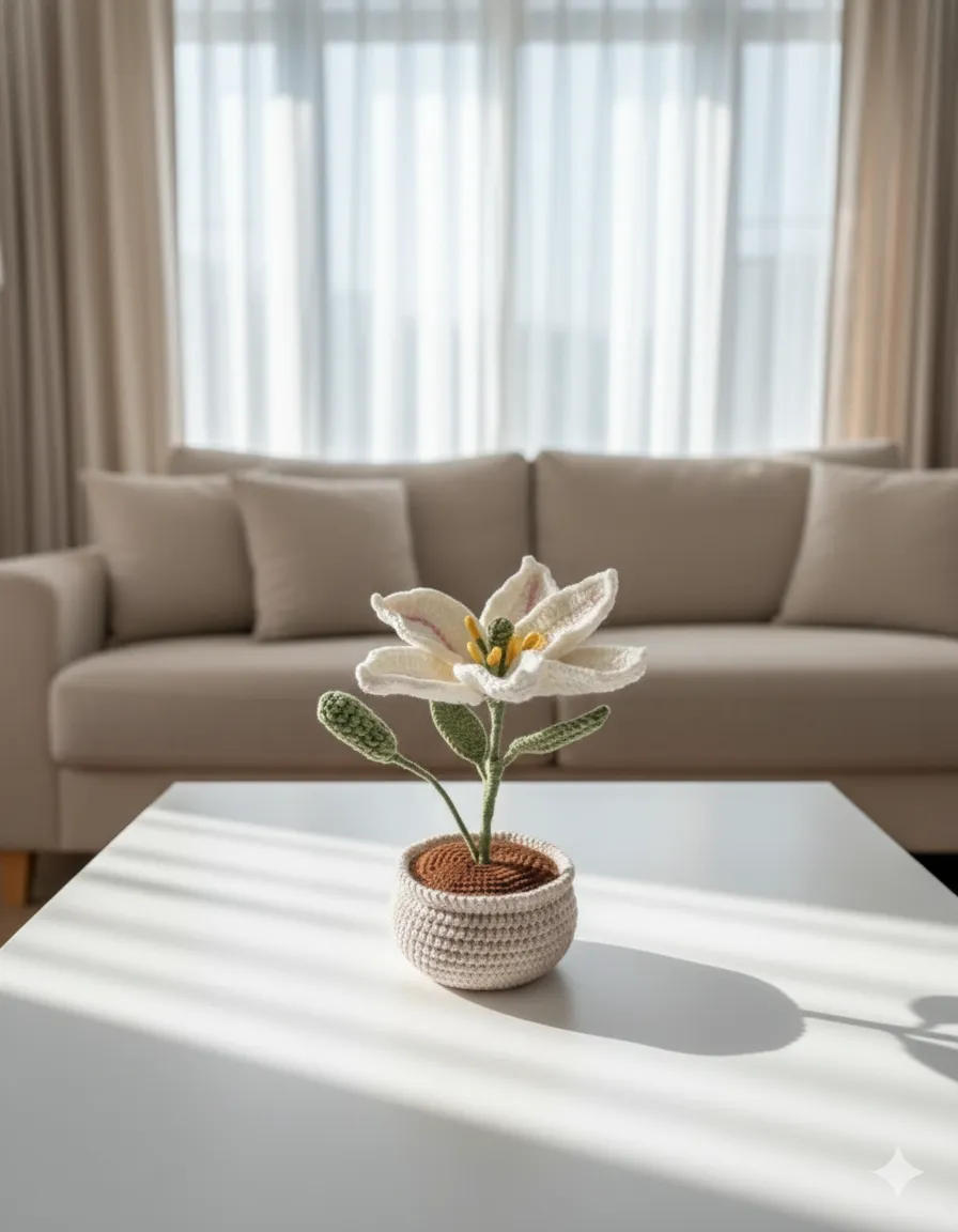 Amigurumi Zambak Çiçeği - Örgü Saksı Çiçeği - El Yapımı Dekoratif