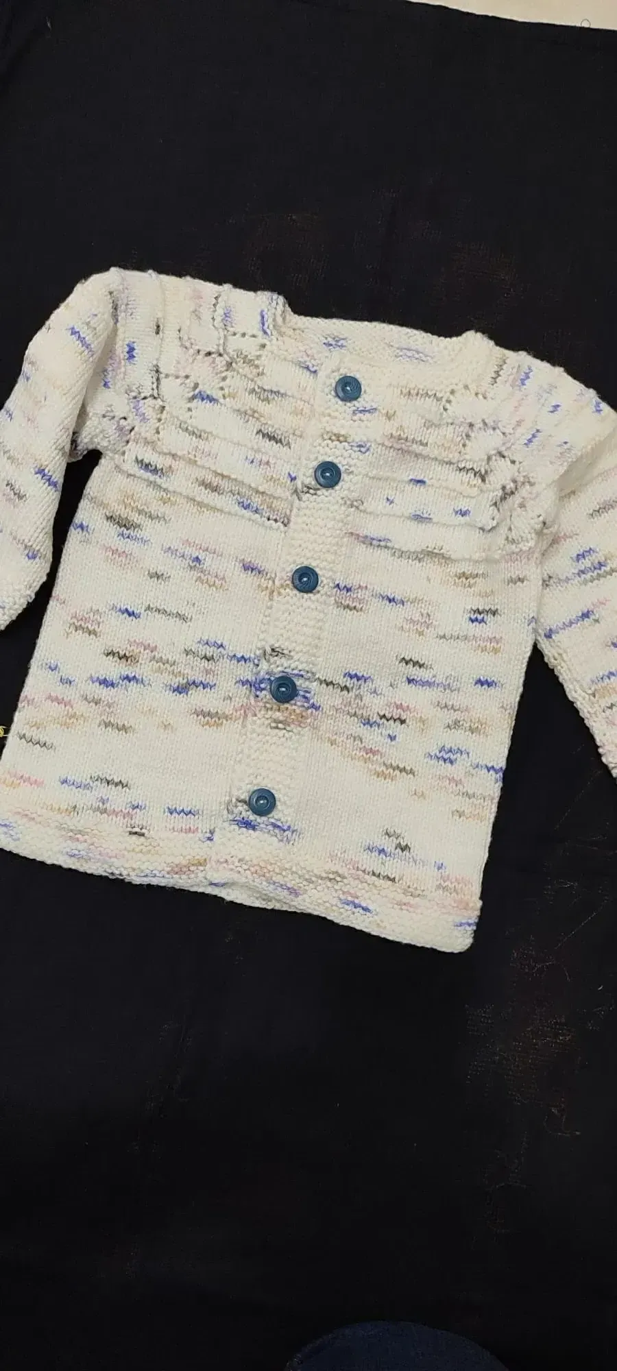 Çocuk Örgü Hırka - Desenli, Düğmeli, 2-3 Yaş - El Örgüsü