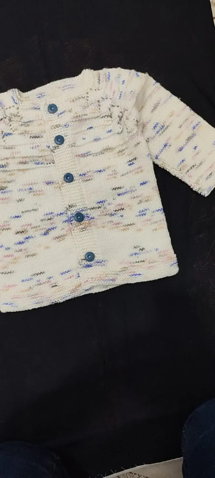 Çocuk Örgü Hırka - Desenli, Düğmeli, 2-3 Yaş - El Örgüsü