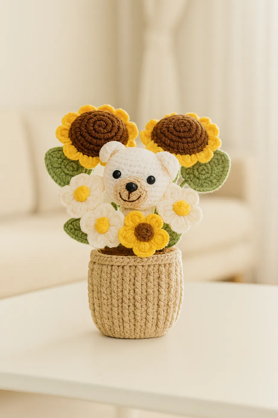 Teddy Bear Sunflower Pot