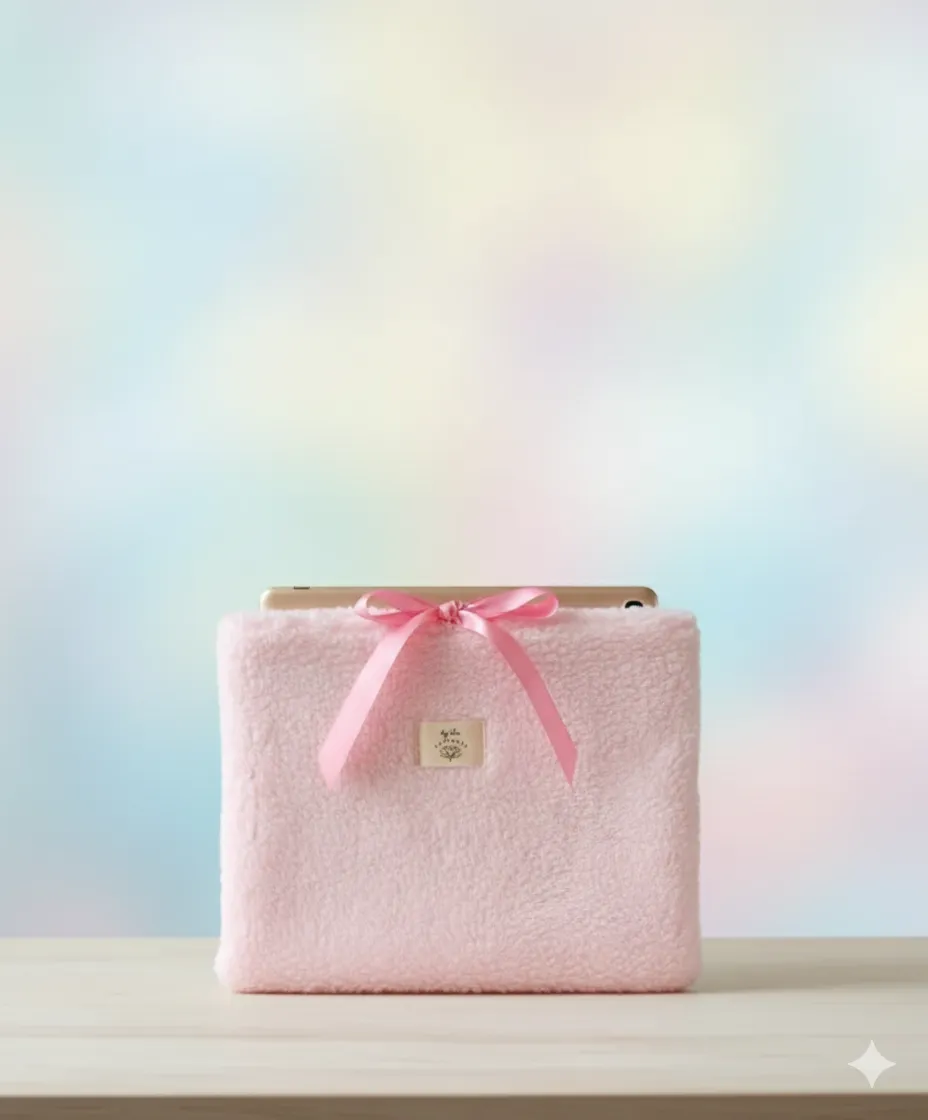 Pembe Peluş Tablet ve Kitap Çantası
