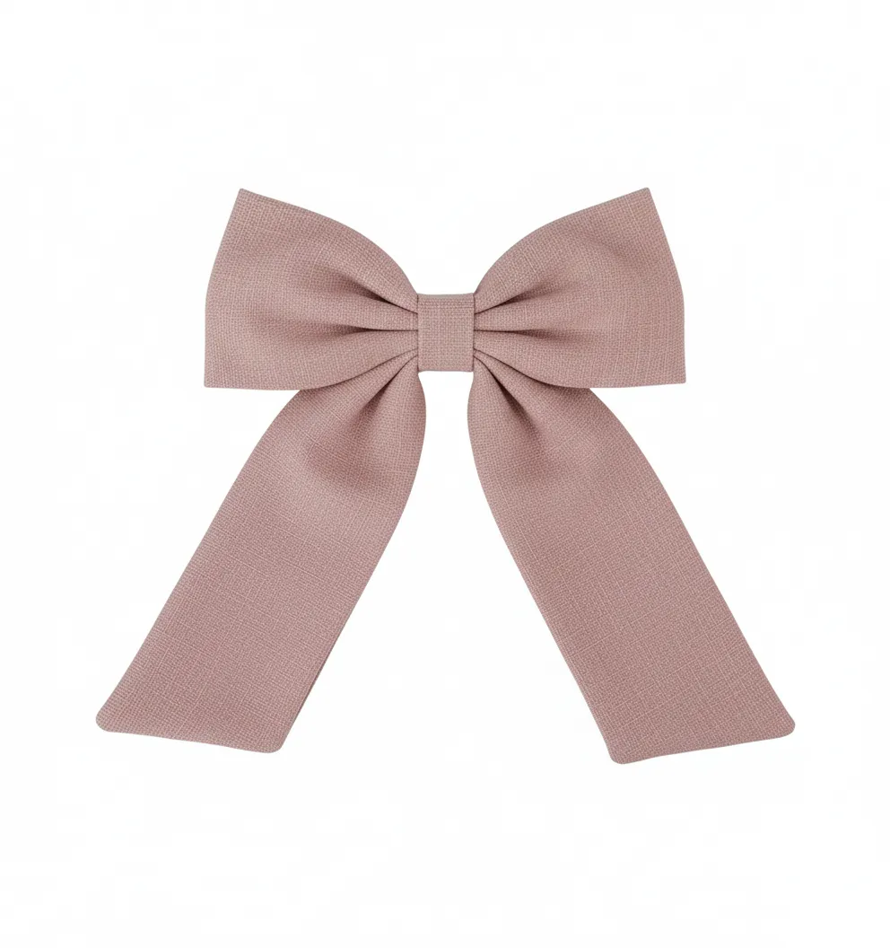 Toz Pembe Kumaş Fiyonk Kıskaçlı Saç Tokası